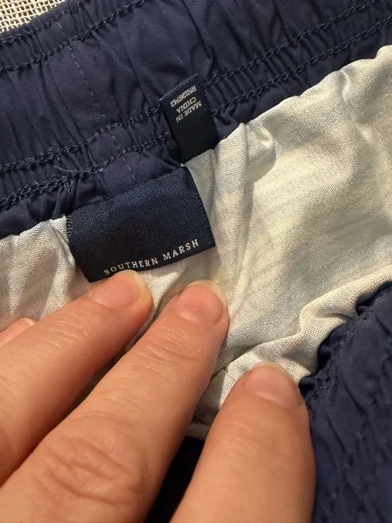 Southern Marsh Swim Trunks Men Medium Blue Duck Logo Elastic Waist Shorts - Picture 10 of 13